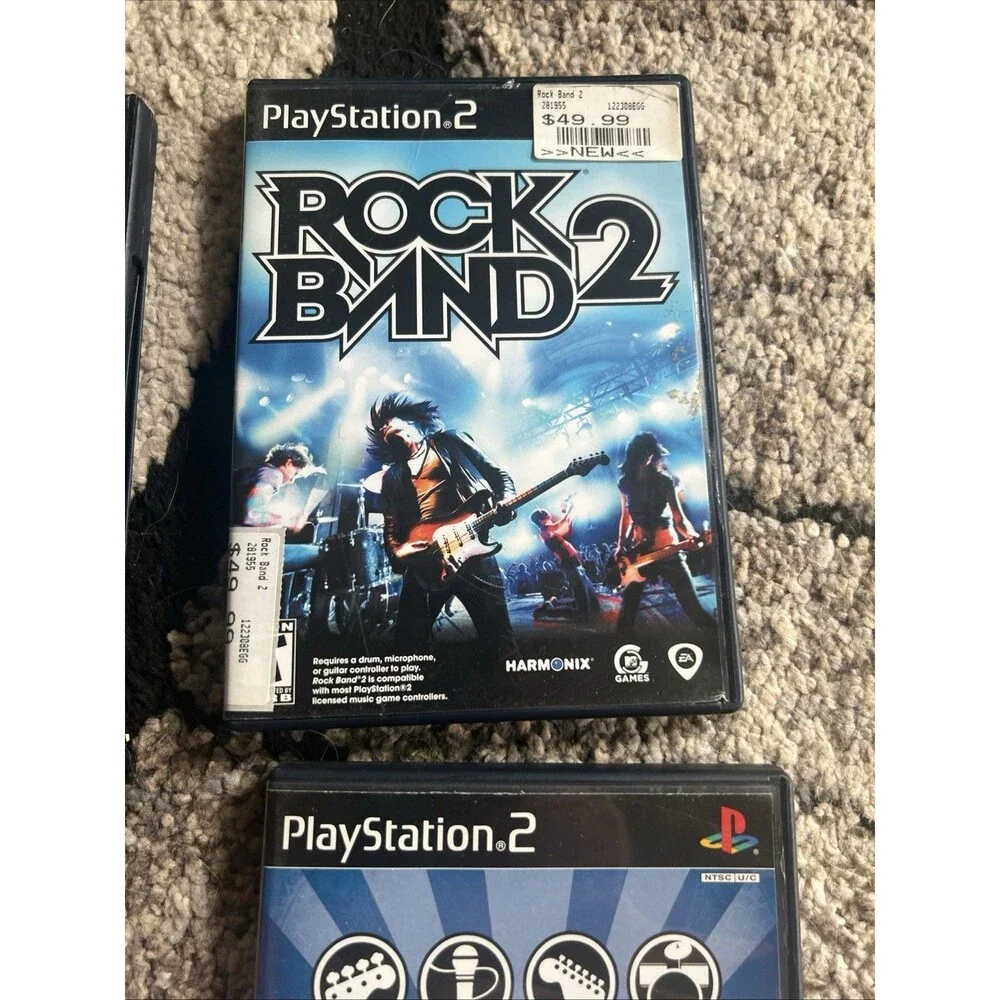 Rock Band,Rock Band 2 Track Pack 1 and 2 PlayStation 2 Bundle PS2 Complete